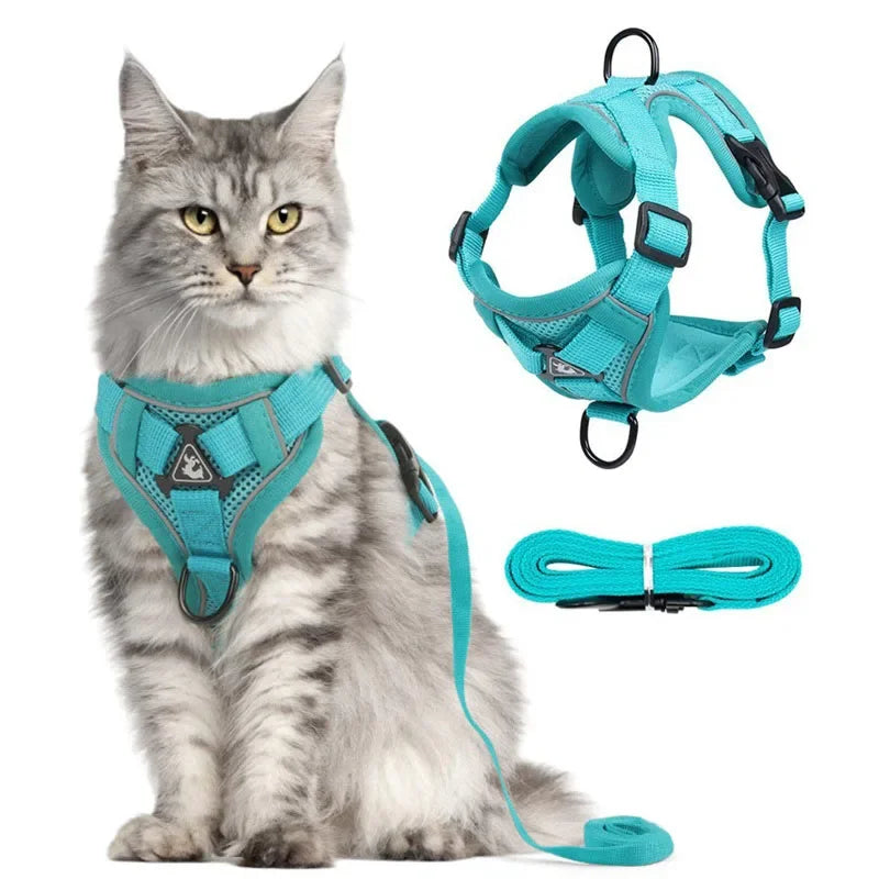 Dog Harness Leash Set For Small Medium Dogs Cat Hiking Adjustable