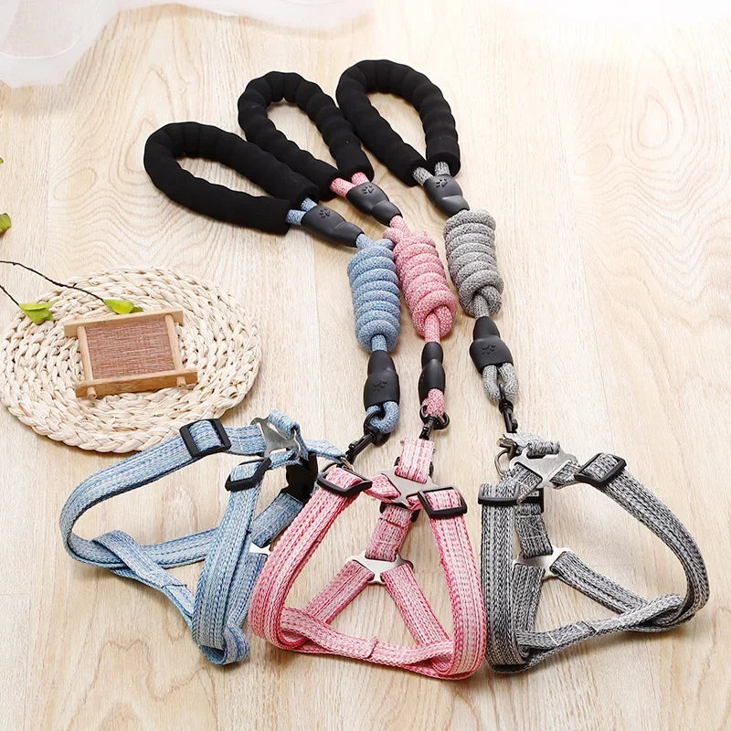 Dog Harness 1.2M Leash Set for Small Dogs Adjustable Puppy Cat