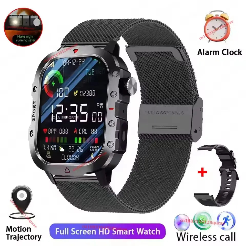 2026 New Military Smart Watch Men 3ATM Outdoor Sports Fitness Tracker Blood Pressure Health Monitor BT Calls GPS Smartwatch HT30