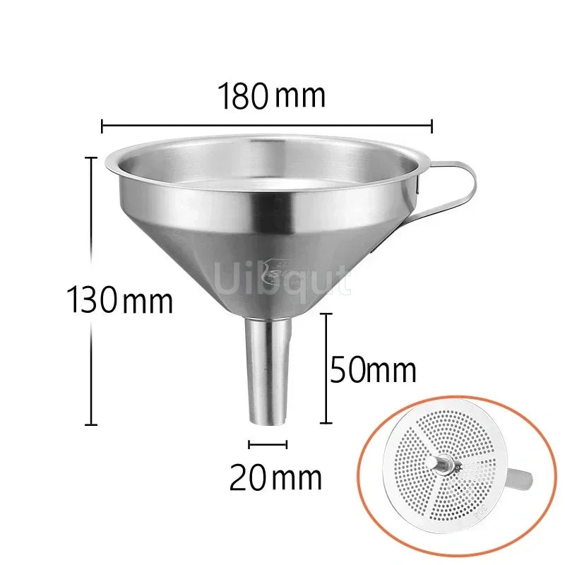 304 Stainless Steel Funnel Metal Wide Mouth Funnel With Strainer Mesh