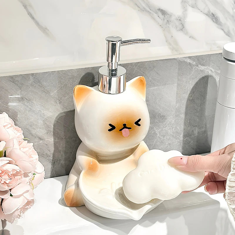 Cute Cat lotion Bottled Hand Wash Shampoo Bottled Light Luxury