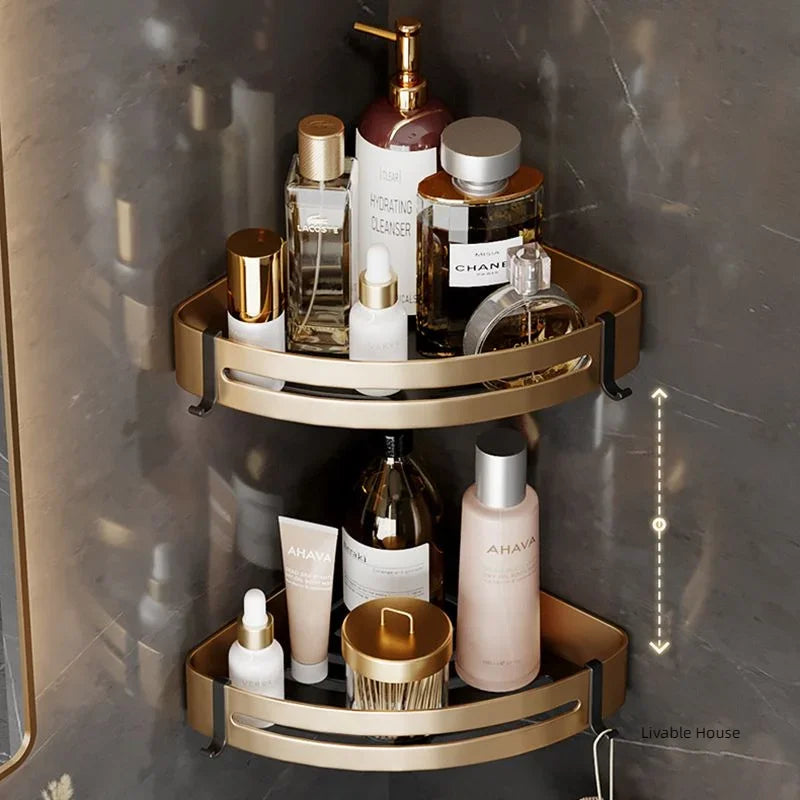 gold Bathroom Shelf Hook Toilet Paper Holder Toilet Brush Towel
