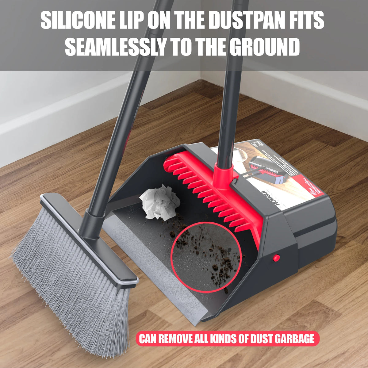 Household Broom and Dustpan Set - Combination Sweeping Tool with Long