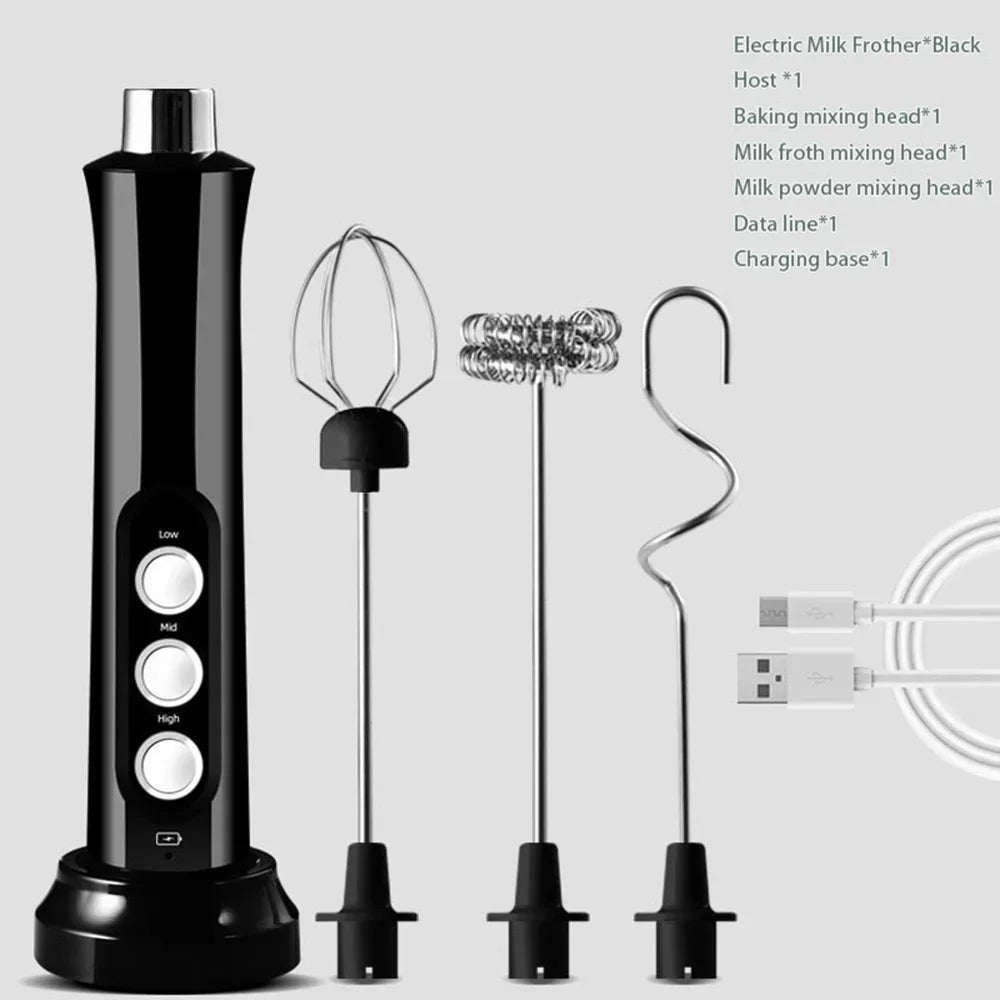 USB Rechargeable Milk Frother Mini Handheld Electric Foam Maker 3