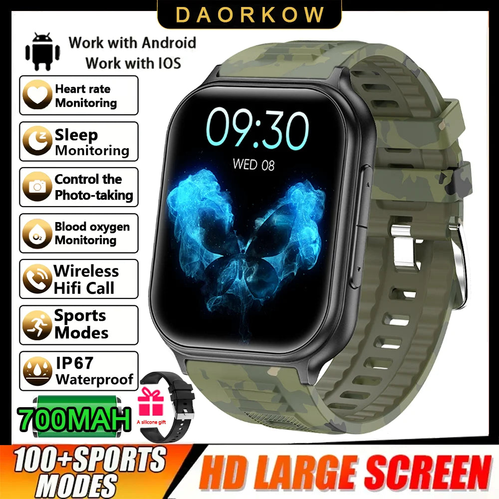 2026 New Sports Smartwatch 700mAh Battery Fitness Tracker 3ATM Waterproof Heart Rate Bluetooth Call Smartwatch Men's and Women's