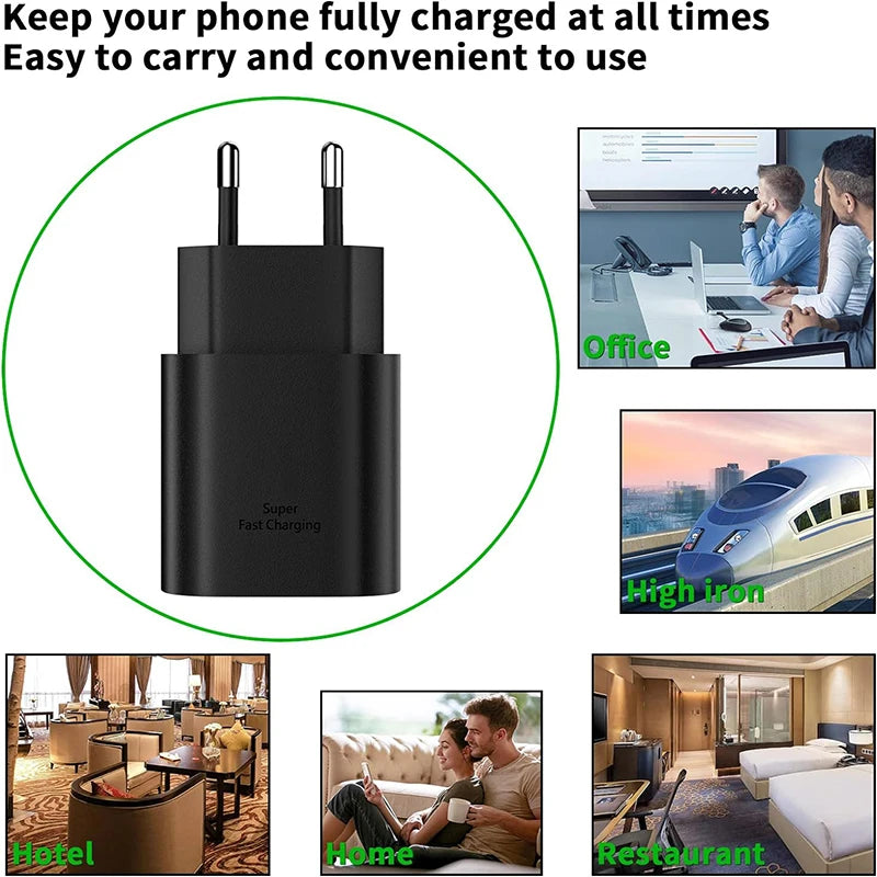 USB C 25W Fast Wall Charger with USB C to Type C Fast Charging Cable