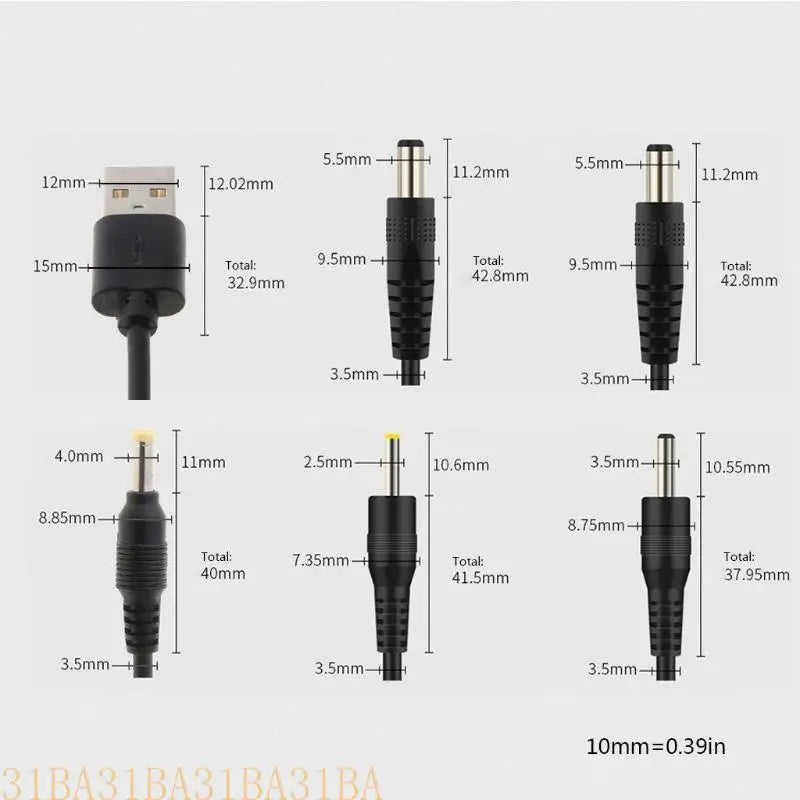 USB Charging Cable Cord Universal USB to for DC 5.5x2.1 5.5x2.5