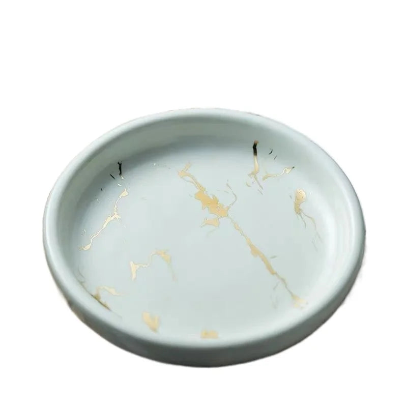 Creative Gilded Marbled Ceramic Soap Dish Toilet Storage Tray Luxury