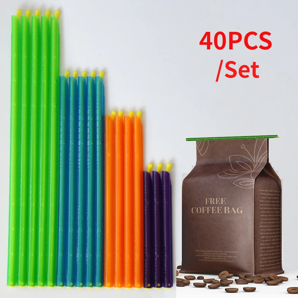40Pcs/set Plastic Bag Clip Anylock Gripstick Style Seals Stick Food