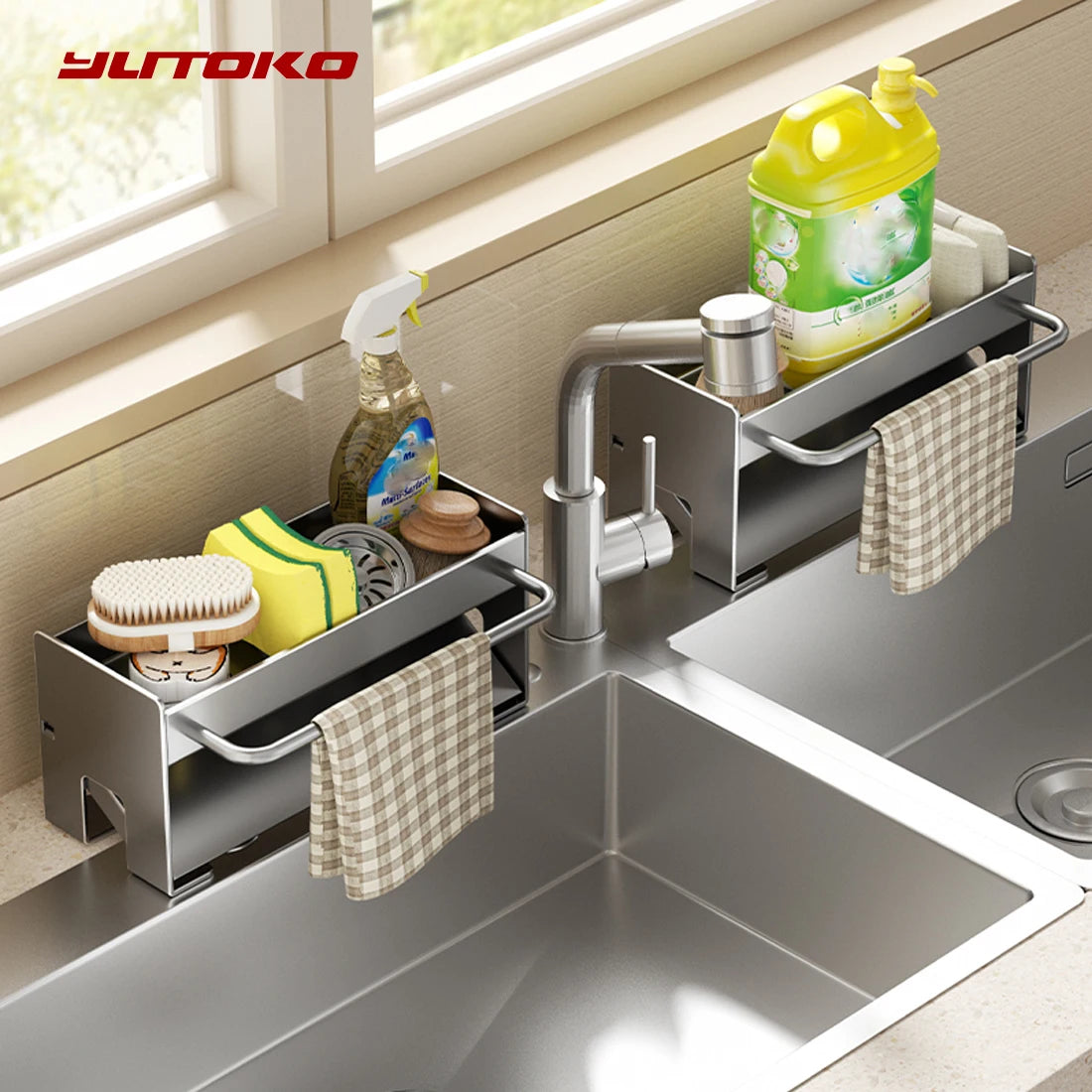 Kitchen Sink Stand Sponge Holder Dish Drainer Organizers Storage
