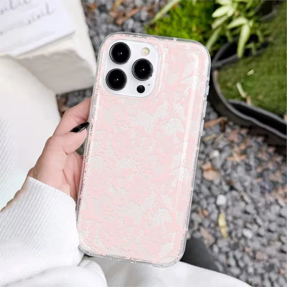 Elegant Romantic White Lace Pattern Phone Case For iPhone 17 Pro Air
