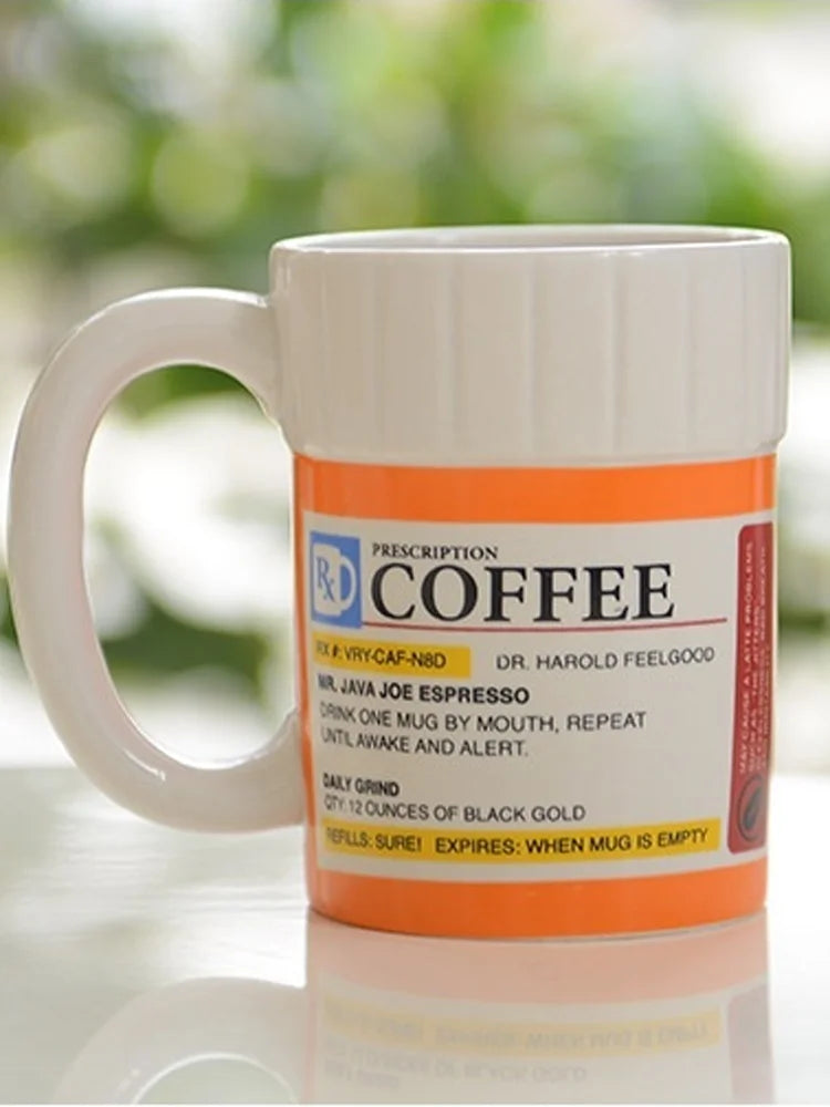 Creative Ceramic Coffee cup Medicine Bottle Mug Breakfast Milk Pot
