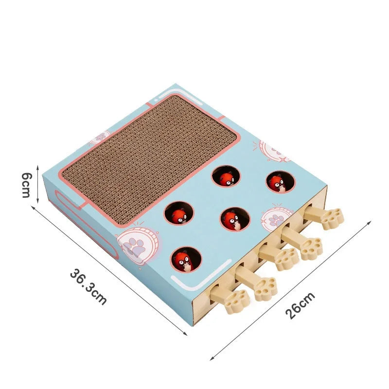 3-in-1 Interactive Cat Toy Maze Game Box with Scratcher Funny Stick