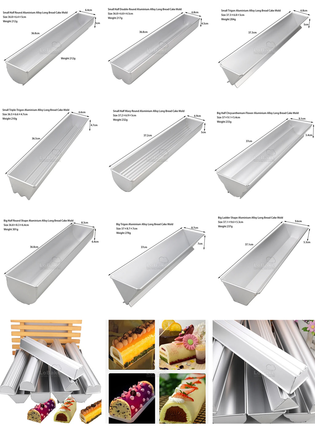 Long Style Bread Mousse Cake Mold Round Trigon Ladder Wavy Flower