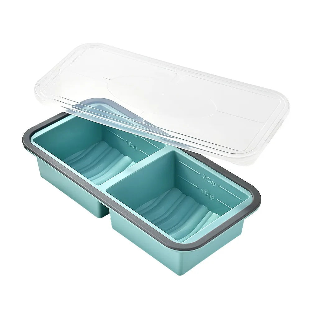 1pc Silicone Food Freezer Tray with Lid Soup Cubes - Soup,Sauce, Eftovers,Homemade Meal Prep Freezing Kitchen Storage Containers