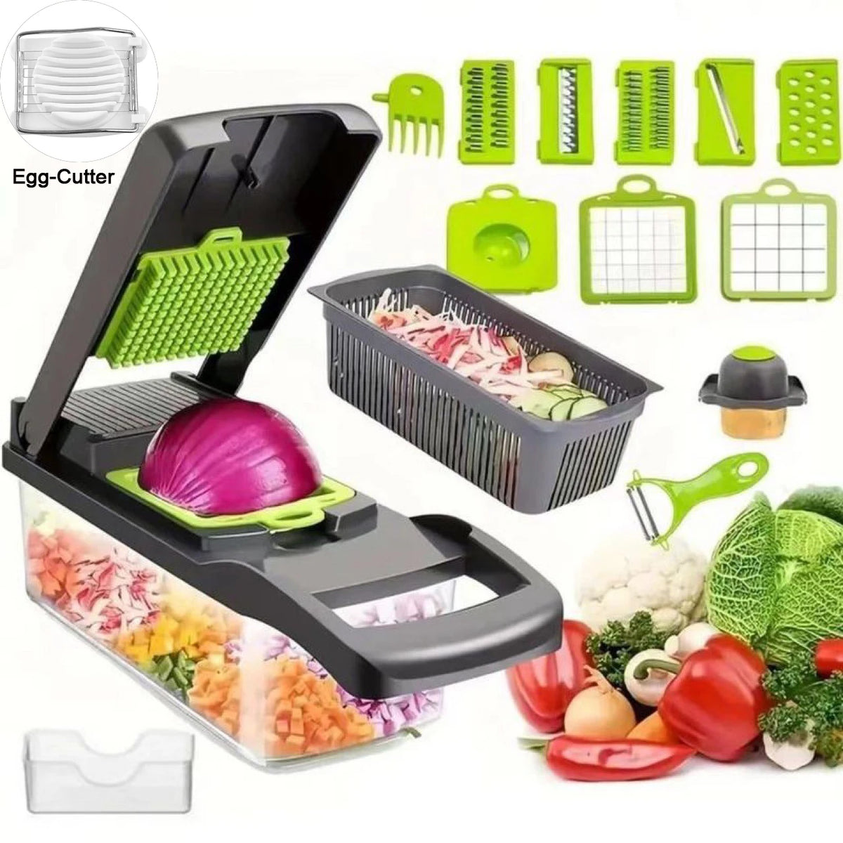 12 in 1 Multifunctional Vegetable Cutter Food Chopper Potato Slicer Carrot Grater Onion Shredder Salad Cutter Kitchen Gadgets