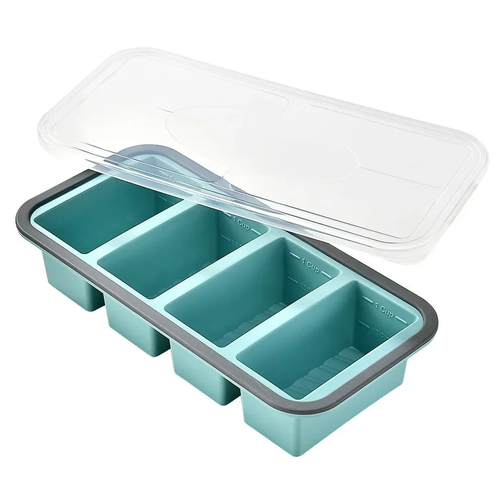 1pc Silicone Food Freezer Tray with Lid Soup Cubes - Soup,Sauce, Eftovers,Homemade Meal Prep Freezing Kitchen Storage Containers