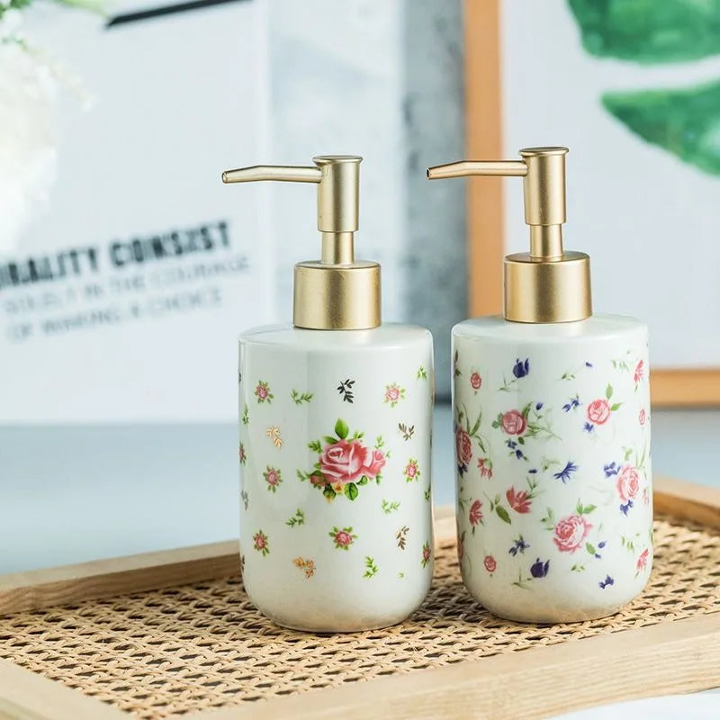 Creative Rose Shower Gel Divided Bottled Press-on Ceramic Hand