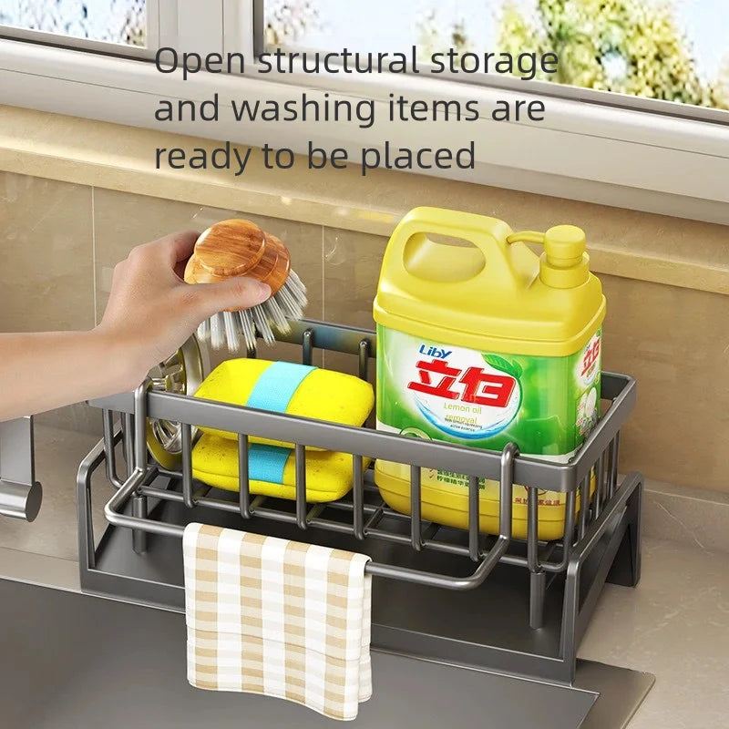 Kitchen Spice Storage Shelf with Drainage Rack, Installation Sink