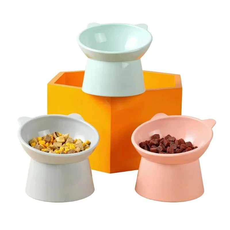 Pet bowl - High-legged, sloping mouth, neck-protecting cat bowl