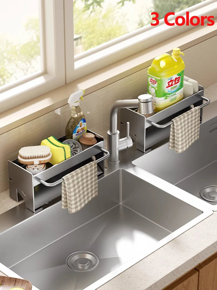 Kitchen Sink Stand Sponge Holder Dish Drainer Organizers Storage