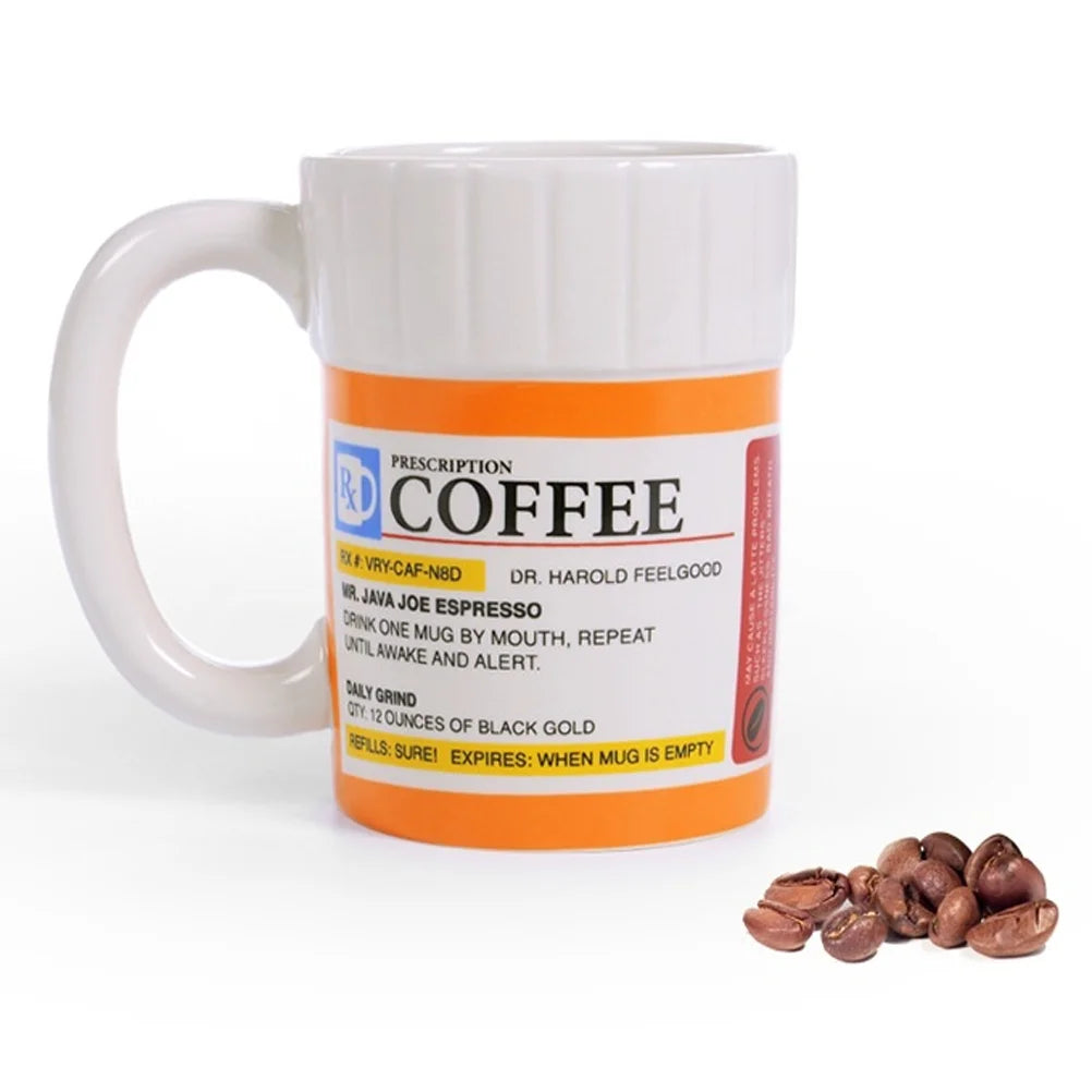 Creative Ceramic Coffee cup Medicine Bottle Mug Breakfast Milk Pot