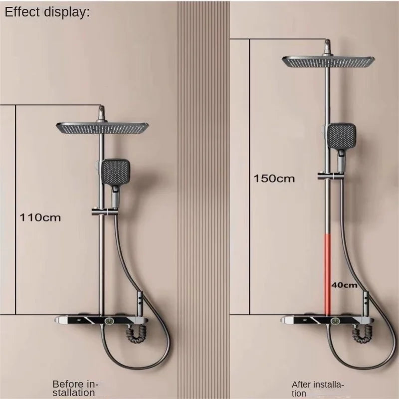 30/40cm Gun Grey Round Shower Extension Rod Shower Stainless Steel