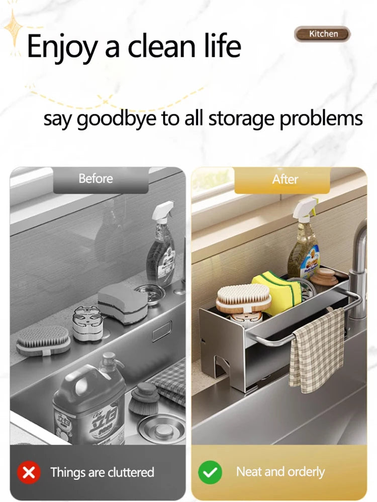 Kitchen Sink Stand Sponge Holder Dish Drainer Organizers Storage