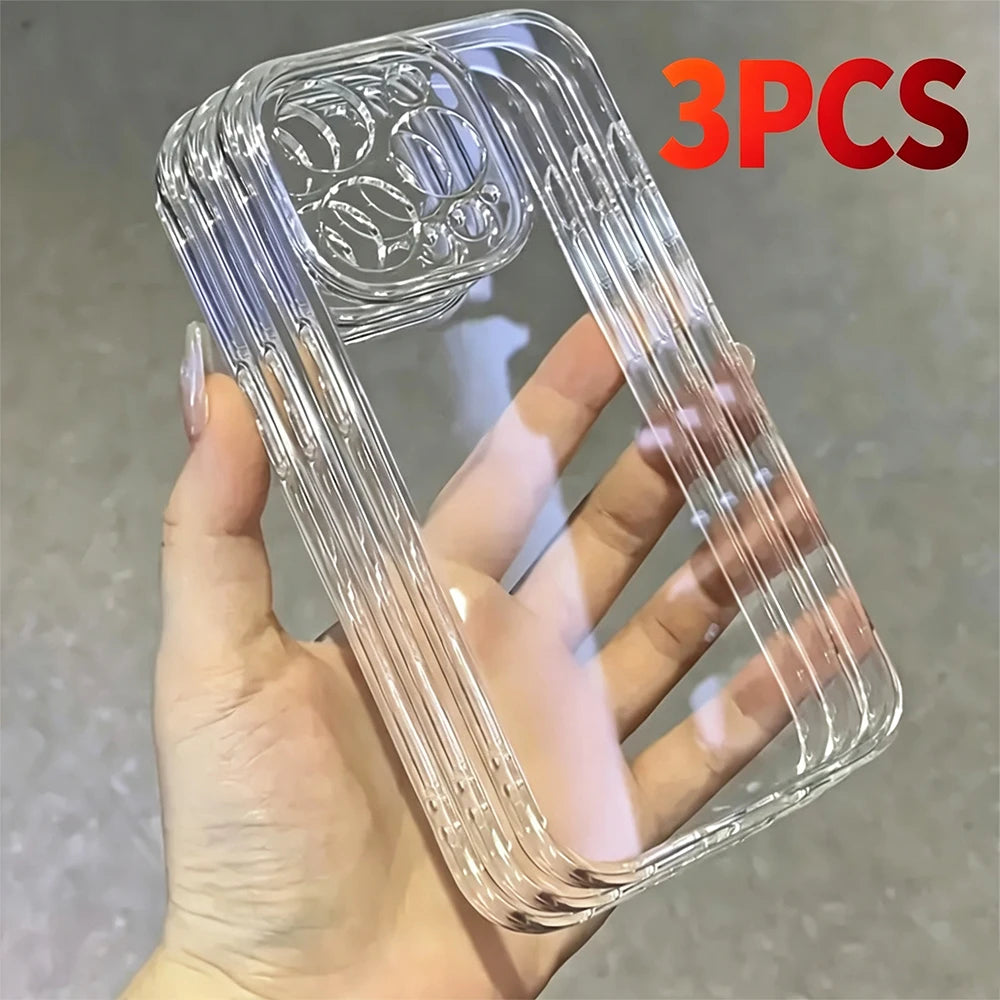 3pcs Luxury Shockproof Transparent Phone Case Set for iPhone 18 17 16