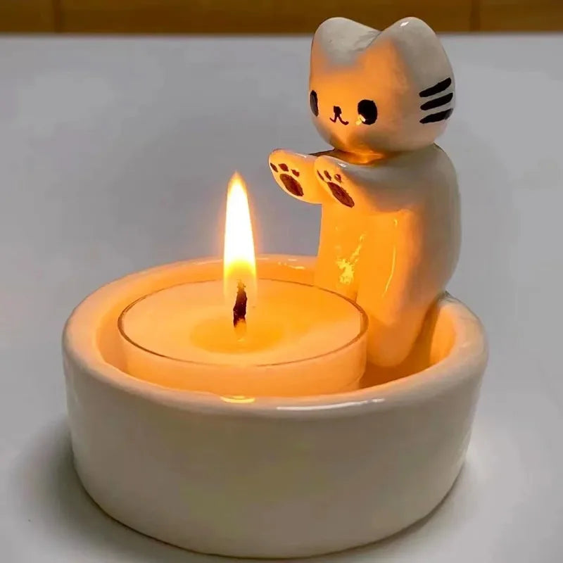 Adorable Cat-Shaped Candle Holder: Aromatherapy Decor for Desk