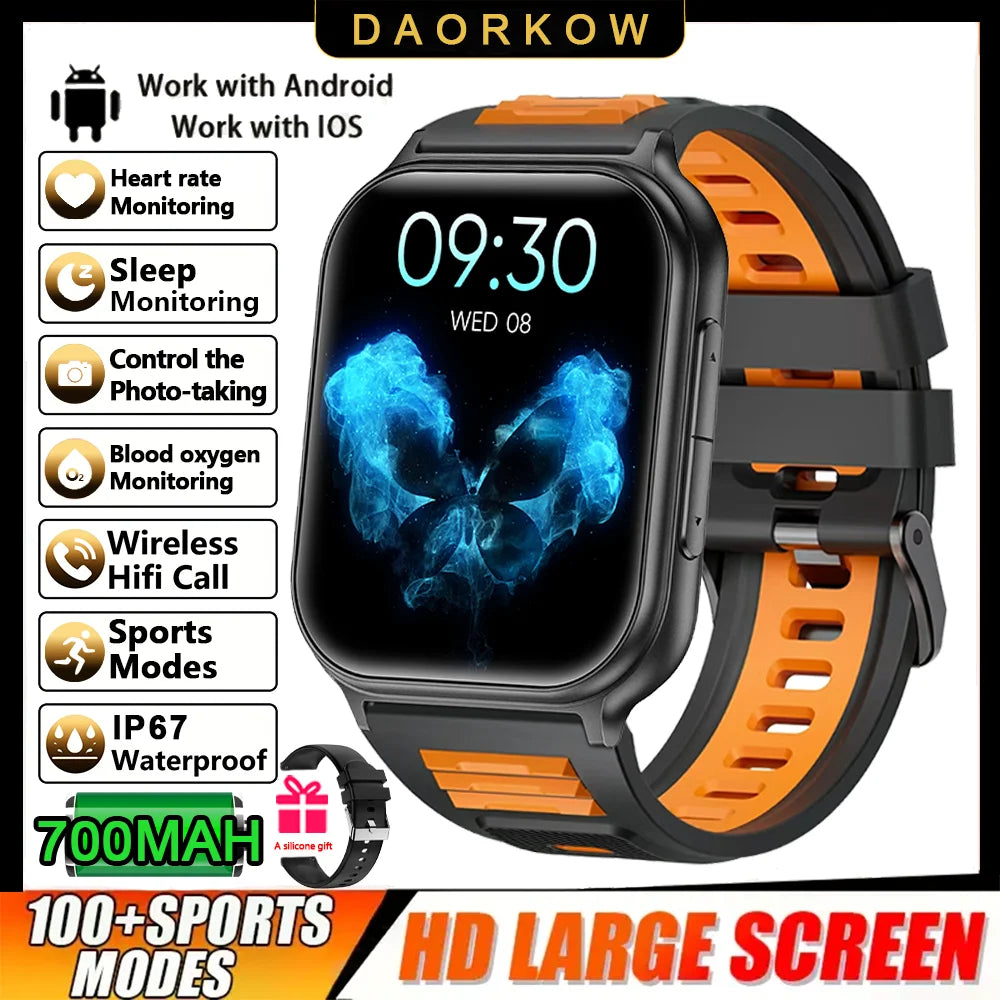 2026 New Sports Smartwatch 700mAh Battery Fitness Tracker 3ATM Waterproof Heart Rate Bluetooth Call Smartwatch Men's and Women's