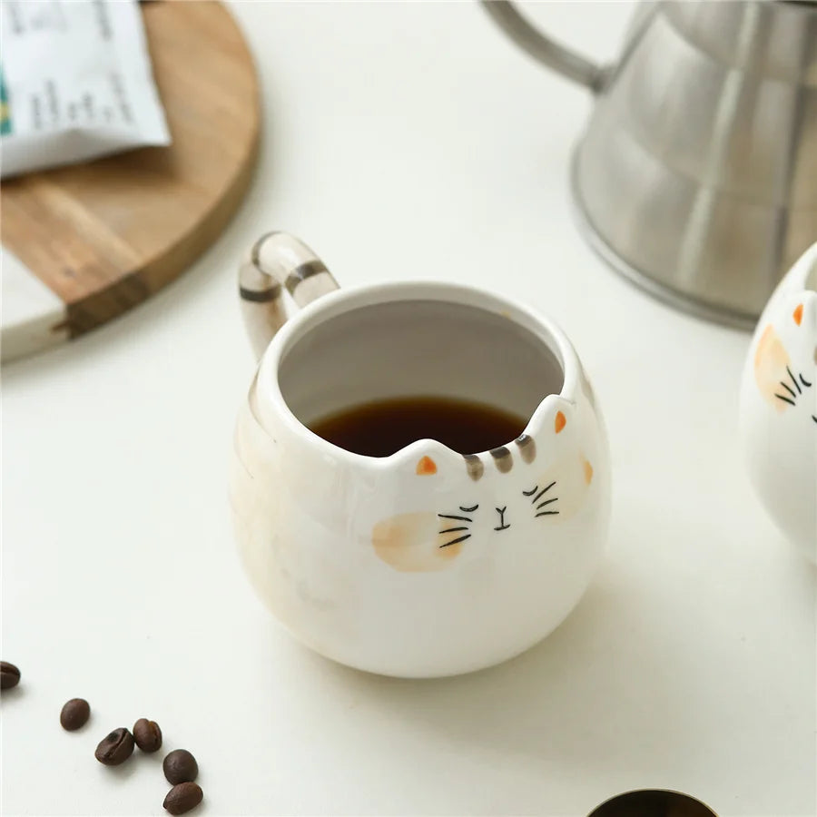 1pc cute ceramic cup, cat shaped mug, 380ml/13oz milk, coffee, and