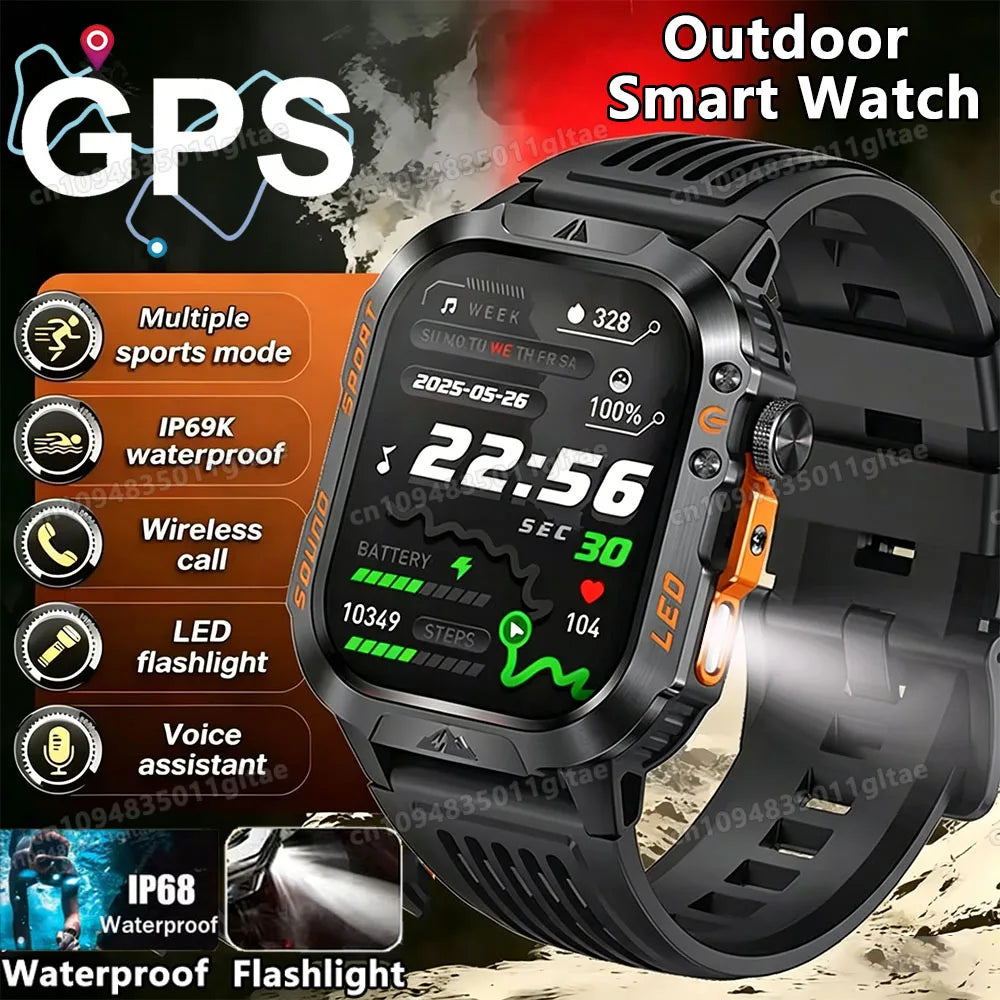 Military Smart Watch Men 3ATM Outdoor Sports Fitness Tracker Blood
