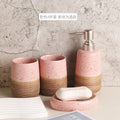 Pink ceramic toothbrush holder, mouth cup tooth cup soap dish