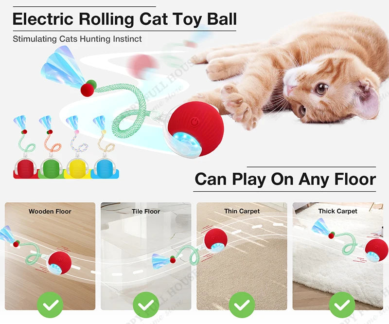 Cat Toys Interactive with 3 Play Modes, Automatic Cat Toys, Electric