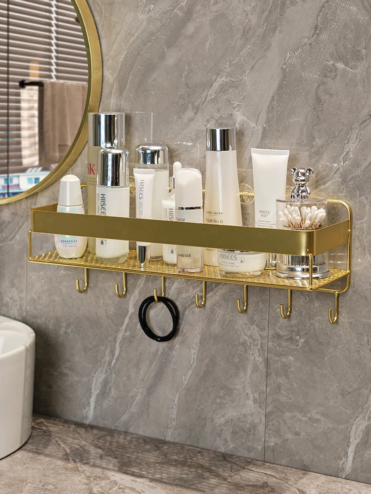 Gold storage rack bathroom wall mounted storage rack bathroom shampoo