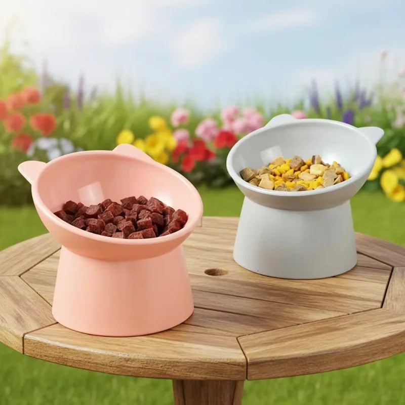 Pet bowl - High-legged, sloping mouth, neck-protecting cat bowl