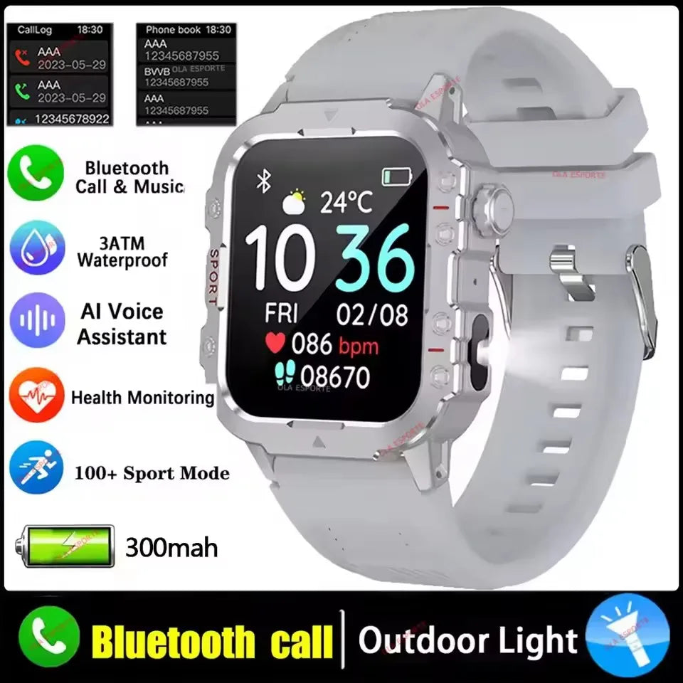 2026 New Military Smart Watch Men 3ATM Outdoor Sports Fitness Tracker Blood Pressure Health Monitor BT Calls GPS Smartwatch HT30