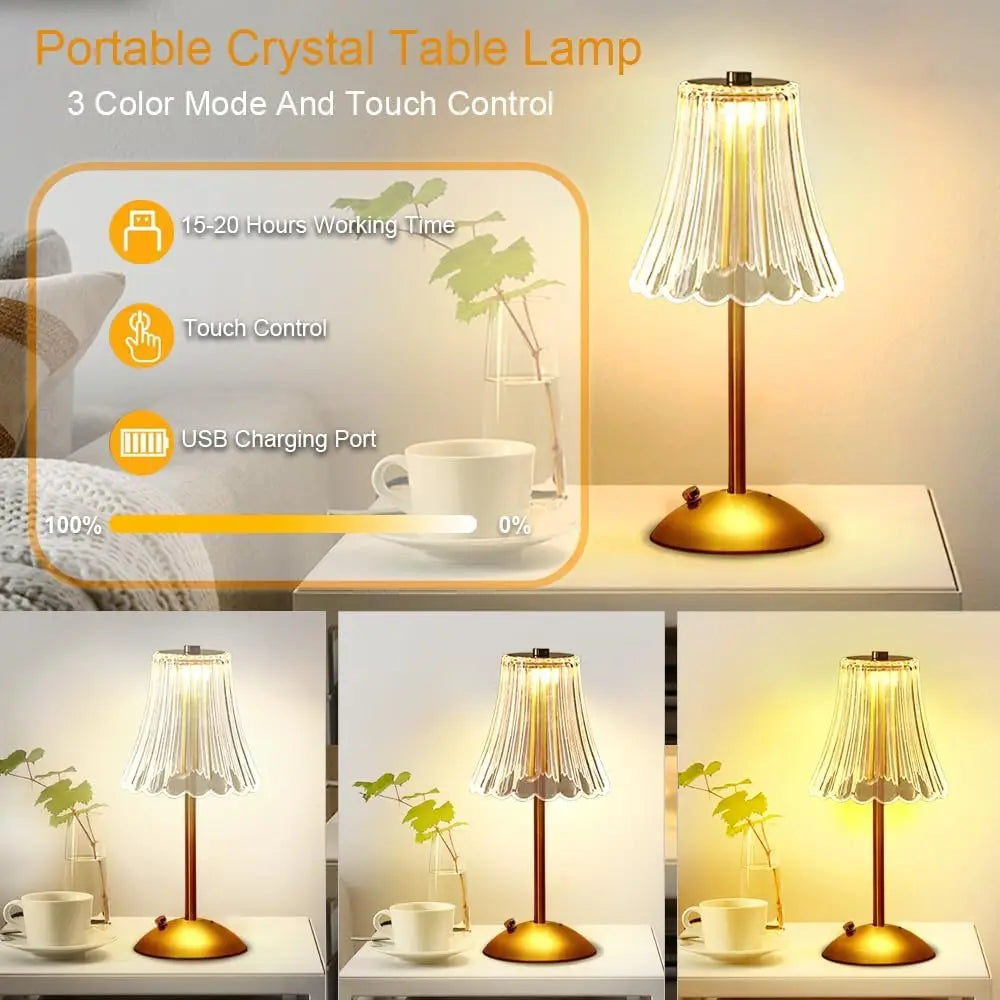 Cordless LED Table Lamp, Touch Dimming