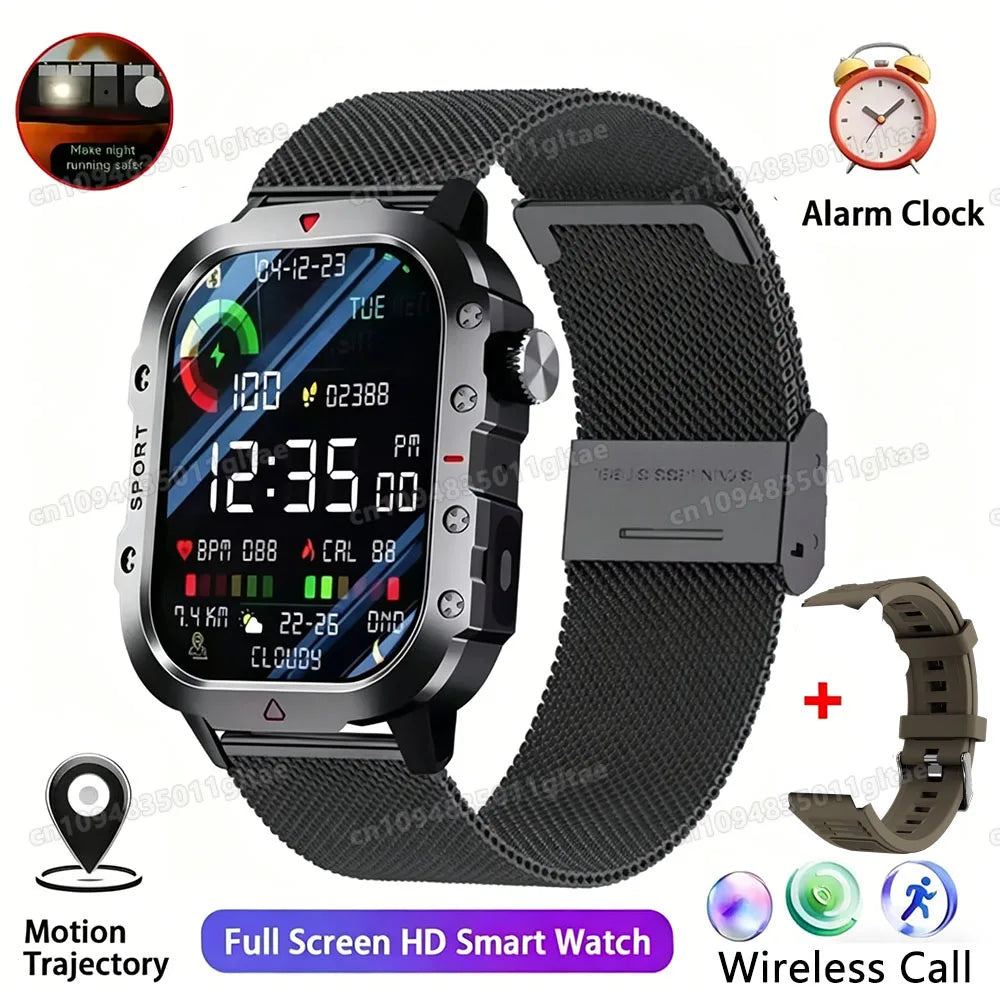 2026 New Military Smart Watch Men 3ATM Outdoor Sports Fitness Tracker Blood Pressure Health Monitor BT Calls GPS Smartwatch HT30
