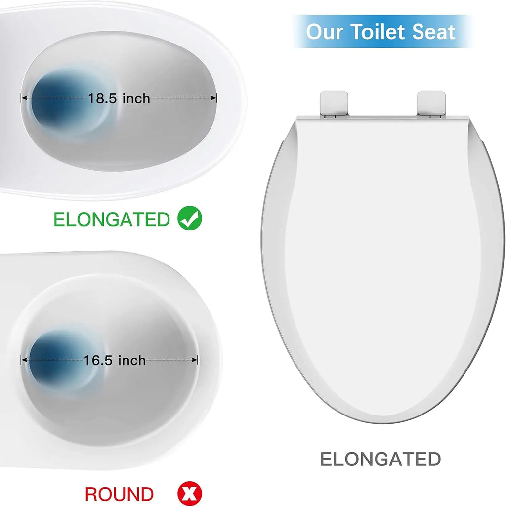 White Toilet Seat Slow Close Quiet Lid Thickened Durable for Both