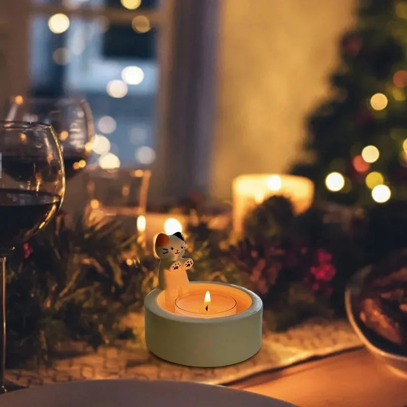 Adorable Cat-Shaped Candle Holder: Aromatherapy Decor for Desk