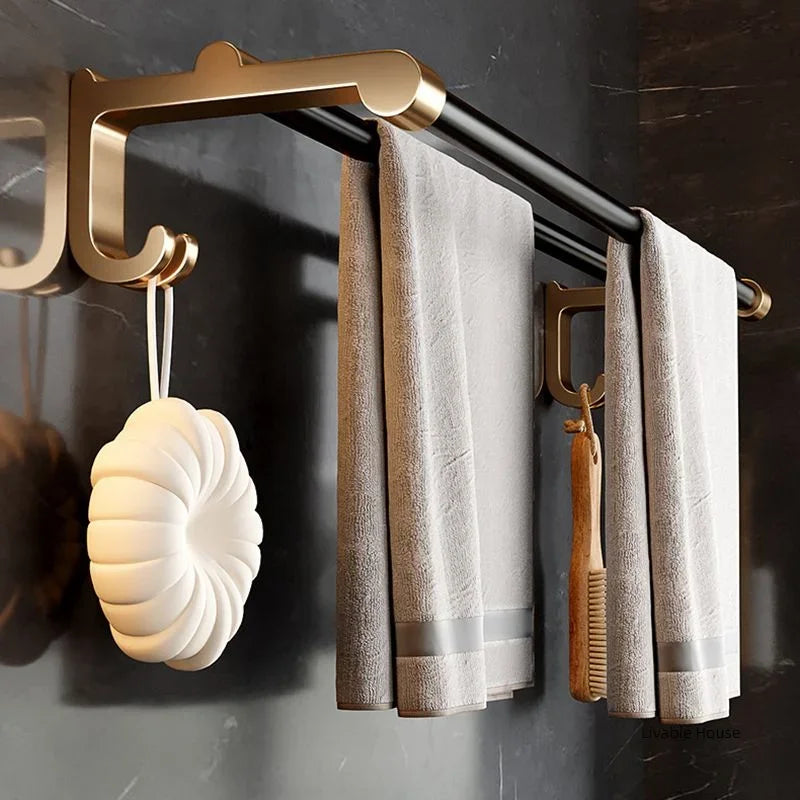 gold Bathroom Shelf Hook Toilet Paper Holder Toilet Brush Towel