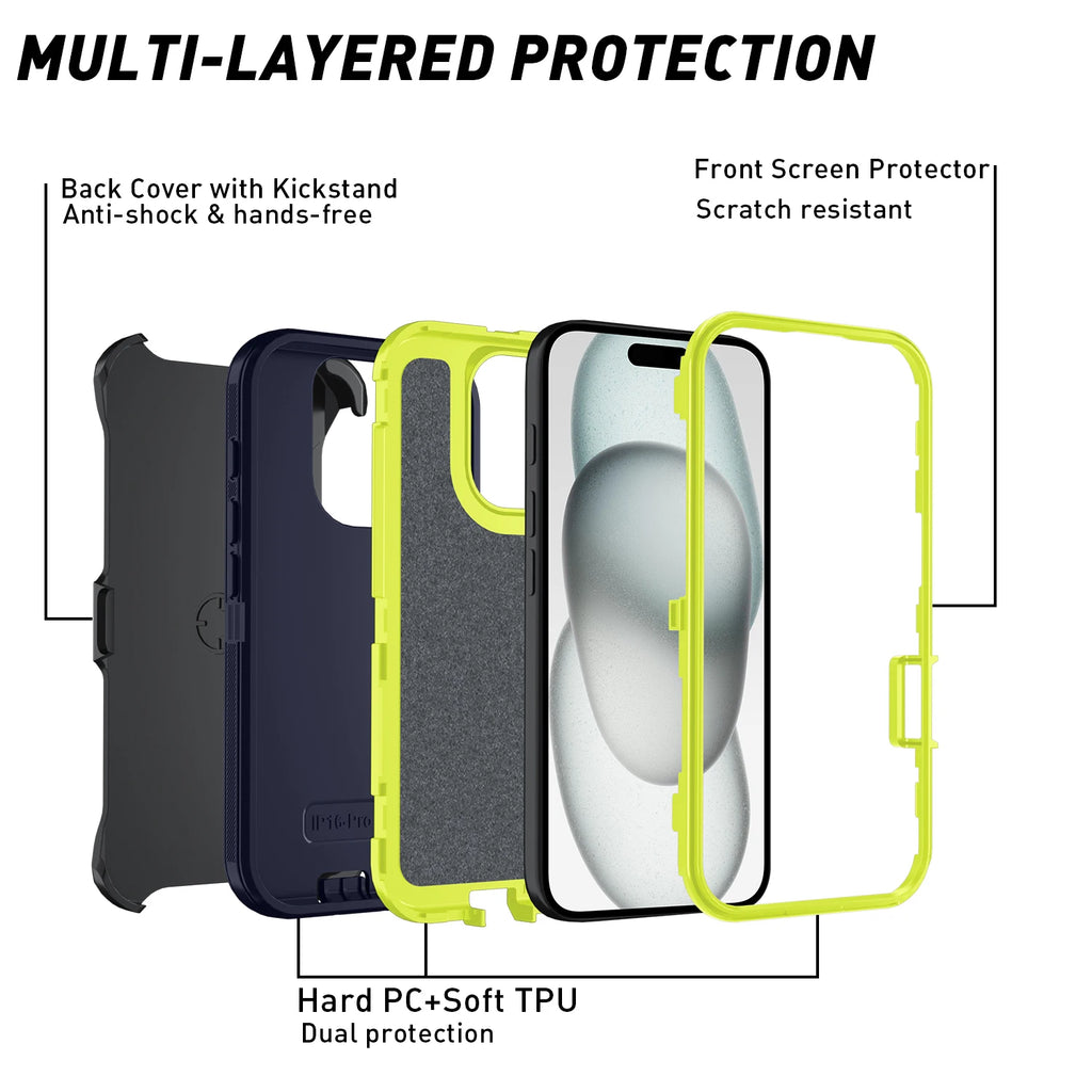 Armor Shockproof Defender Phone Case For iphone 11 12 13 14 15 Pro