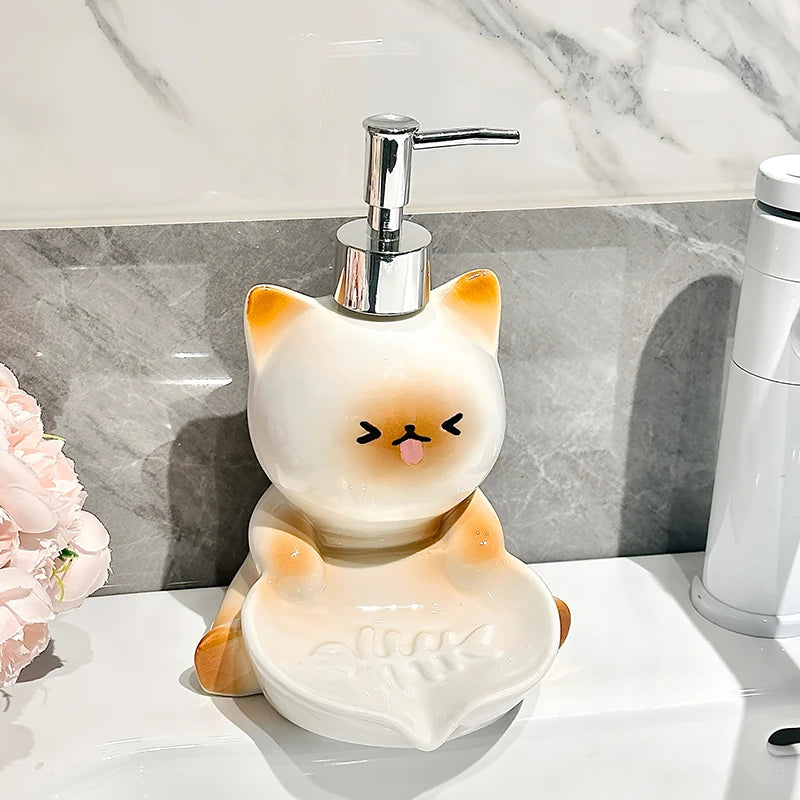Cute Cat lotion Bottled Hand Wash Shampoo Bottled Light Luxury