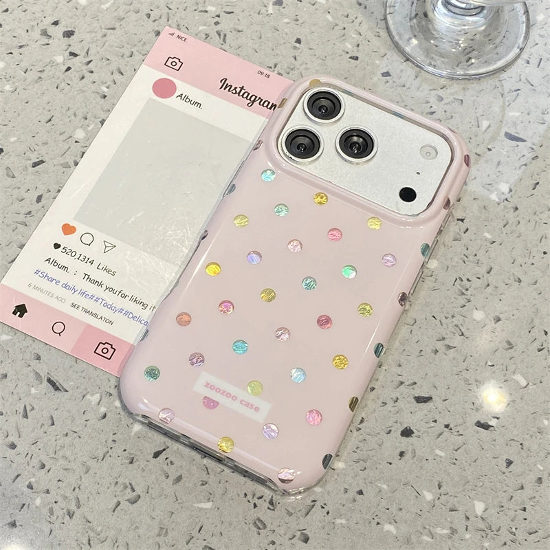 INS Korean Colorful Point Phone Case For Iphone 18 17 17Pro 17ProMax