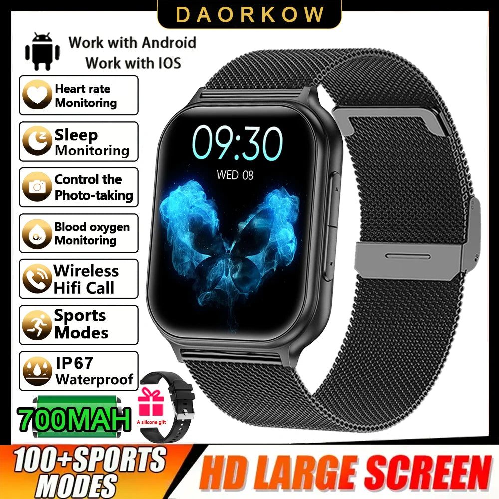 2026 New Sports Smartwatch 700mAh Battery Fitness Tracker 3ATM Waterproof Heart Rate Bluetooth Call Smartwatch Men's and Women's