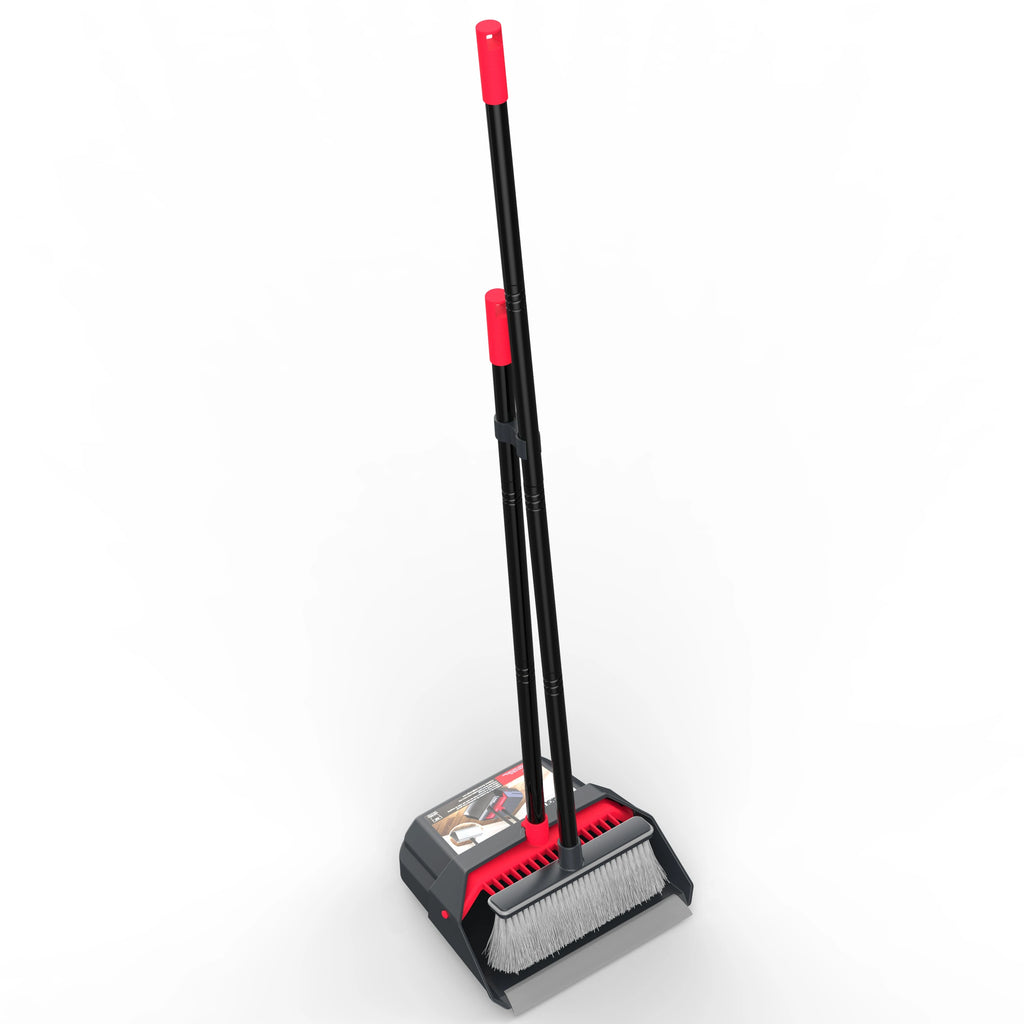 Household Broom and Dustpan Set - Combination Sweeping Tool with Long