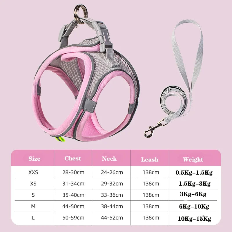 Dog Harness Leash Set for Small Dogs Adjustable Puppy Cat Harness
