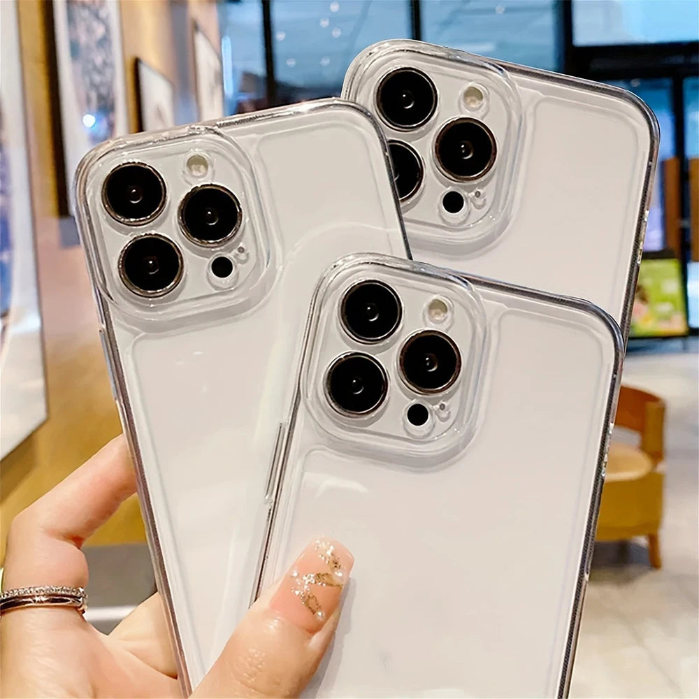 3pcs Luxury Shockproof Transparent Phone Case Set for iPhone 18 17 16